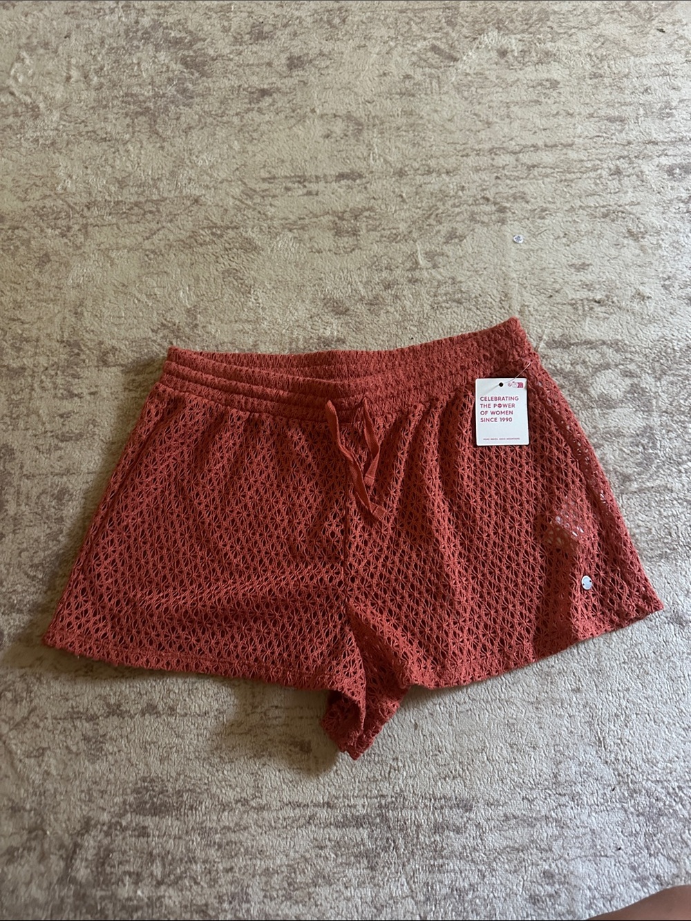 Roxy Rust Crochet Drawstring Lounge Shorts